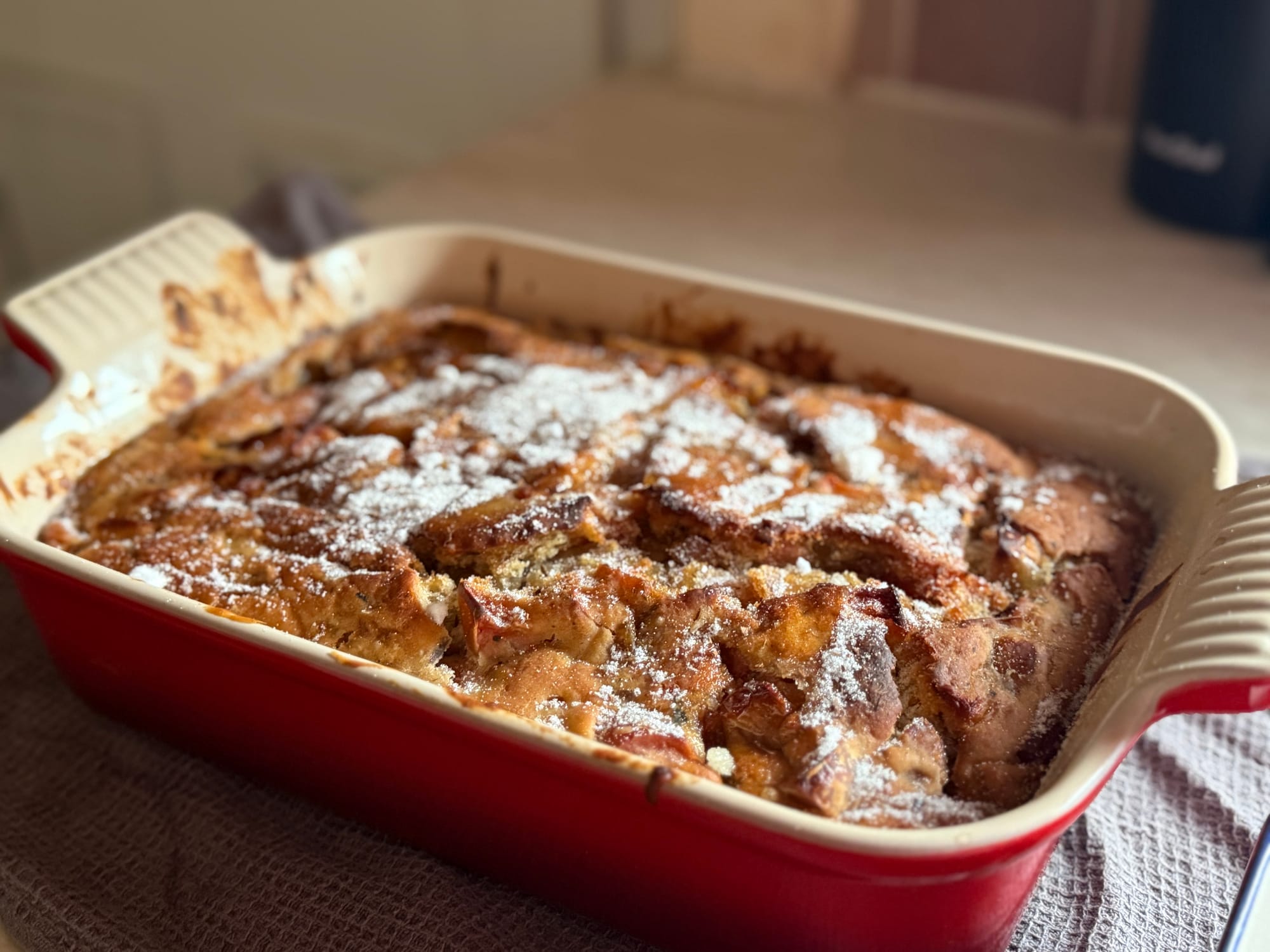 A dish of baked apple crumble