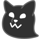 Pixel art animation of a blob fox with a darkghost expression.
