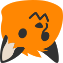 Pixel art animation of a blob fox with a upsidedown expression.