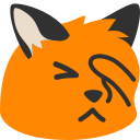 Pixel art animation of a blob fox with a facepalm expression.